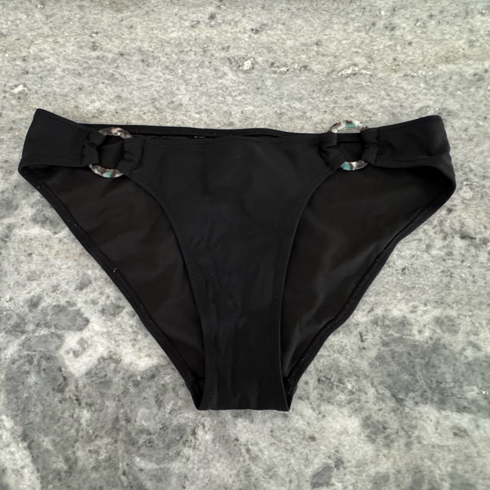 aerie Black Bikini Bottom with Decorative Side Ring (Size Small)